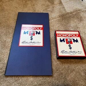 Monopoly WWII Vintage Board Game Blue Box Parker Brothers Wood Pieces